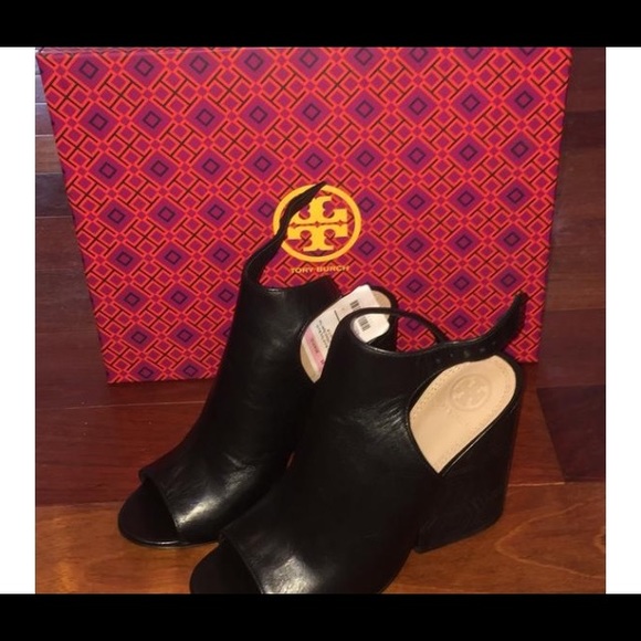 New Tory Burch 100mm open toe booties black - Picture 2 of 4